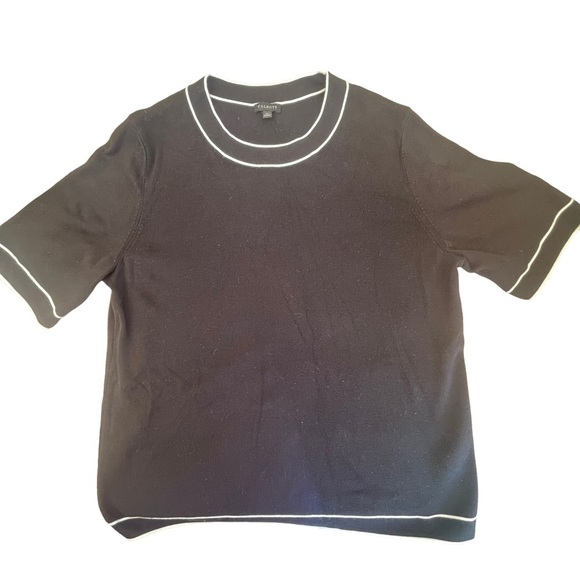 Sweaters Talbots Womens Short Sleeve Sweater Top Black With White